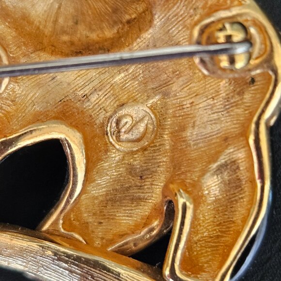 Vintage Swarovski Panda Bear on Branch Enamel & Rhinestone Brooch Pin - Picture 8 of 8